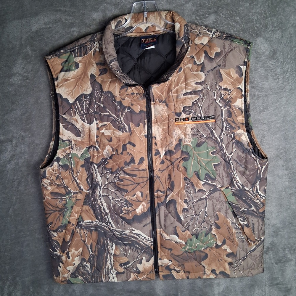 Vintage 90s Hilton Active Apparel Camo Quilted Vest Mens Large Made in USA DV90